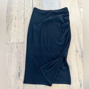 Women Split Bodycon Midi Skirt High Waist BLACK Pencil Size Medium